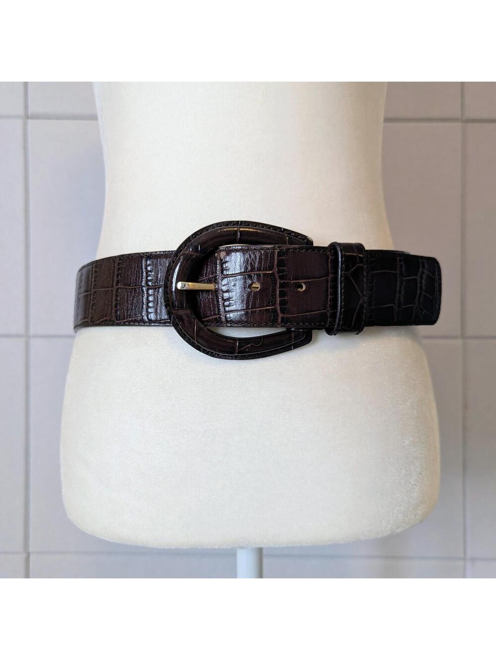 Vintage Ann Taylor croc embossed leather wide belt